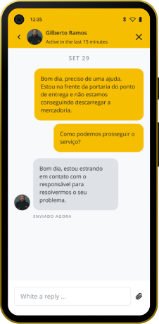 tela de chat no aplicativo da Cargo 4 Rodas